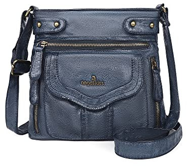 Angel Kiss Crossbody Geldbörse für Frauen Multi Taschen Taschen Retro Vegan Designer Leder Damen Schultertaschen, Z-4#j.blue