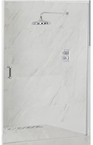 Milano Langley Chrome Single Hinged Frameless Shower Door - 1000mm