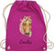 Turnbeutel Rucksack - Pferd Pferde - Wunschname Pferdekopf - hellbraun - Unisize - Fuchsia - turnsack mädchen pferderucksäcke pferden beutel pferderucksack pferdemotiv stoffbeutel tasche reitsport