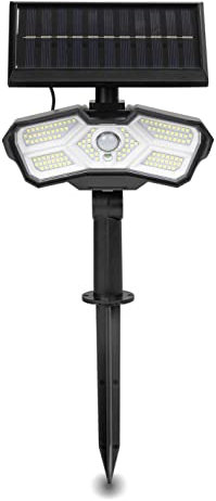 EASYmaxx LED-Solarstrahler für außen mit Bewegungsmelder | Solarleuchte | Flexibel positionierbar | 3 verstellbare Modi | Fernbedienung inklusive [Schwarz]