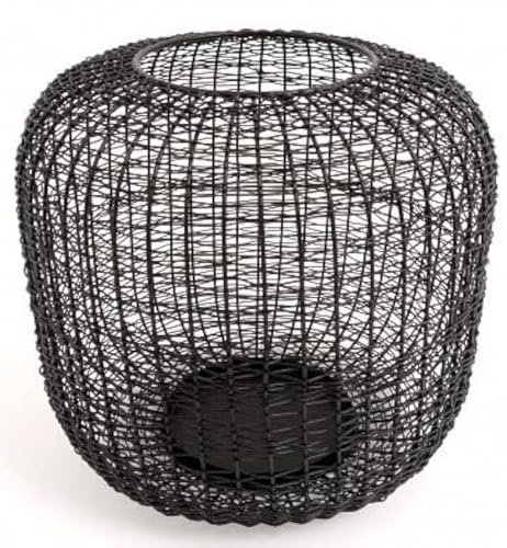 Brandsseller Kerzenständer Ø 23 x H 21 cm Metall Draht Gitter Design Schwarz Kerzenhalter Windlicht Laterne Indoor-Outdoor Deko