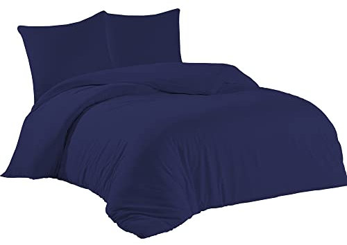 Livessa Bettwäsche 155x220 3teilig Baumwolle - Bettwäsche mit Reißverschluss: Bettbezug 155x220 cm + 2er Set Kissenbezug 80x80 cm, Oeko-Tex Zertifiziert, aus%100 Baumwolle Jersey (140 g/qm)