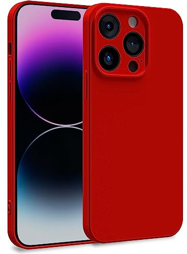 MyGadget Cover per iPhone 14 Pro - Custodia in Silicone Morbido a Doppio Strato – Case con Protezione Fotocamera & Fodera Interna Antigraffio - Rosso