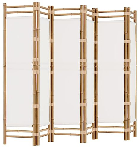 vidaXL Paravent 6-TLG. Faltbar Raumtrenner Raumteiler Trennwand Umkleide Sichtschutz Spanische Wand Wohnzimmer 240cm Bambus Canvas