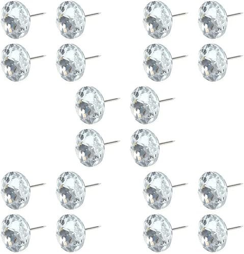 ANVALI Upholstery furniture nails Sofa Tacks, 100Pcs Crystal Upholstery Button Sofa Nails Buttons DIY Crystal Buttons for Sewing