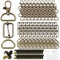 Drehbare Karabinerhaken Schlüsselanhänger 150Stk 25mm D-Ringe Triglide-Schiebeschnalle Magnetknöpfe Taschenverschluss Metall Halbrund Schnallen Hardware Dornschließe für Rucksack DIY Zubehör (Bronze)