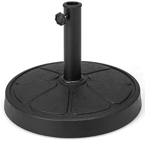 RELAX4LIFE Pied de Parasol Rond en Résine, Base de Parasol Antique φ 45 CM avec Tube en Métal, Support de Parasol pour Poteaux de 38/48 MM, pour Terrasse Jardin Piscine Patio (Noir | D45 x H35 cm)