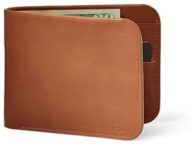 Distil Union Norm Bifold | Vollnarbenleder Minimalistische traditionelle Bifold Geldbörse | Innentaschen mit Zuglasche, RFID-Abschirmung, Braun, Norm Bifold
