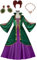 Yanny Weiblich Winifred Sanderson Kostüm Mary Sarah Sanderson Cosplay Perücke Ohrringe Halskette Kleid Zubehör für Halloween (Grün 1, Medium)