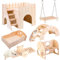 SUNOYA Spielzeug für Hamster aus Holz - 6 Stück DIY Versteck Haus Brücke Wippe Schaukel Trainingspielzeug, Zubehör für Den Käfig für Rennmäuse Ratten Zwerghamster