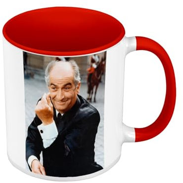 Kaffeebecher, hochwertig, Rot – Louis De Funès französischer Schauspieler Foto von Star Celebrity Altes Kino Original 4 Rabbi Jacob – Tasse mit Henkel und farbigem Innenraum