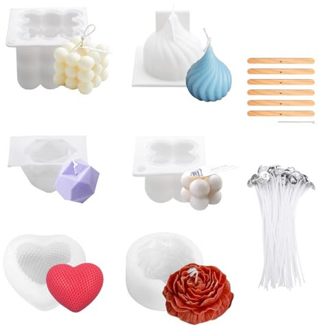 DAWRIS Kerzen Silikonform 3D DIY Kerzenform Silikon Selber Machen Set Kerzenformen zum Gießen Formen Silikon Form Bubble Kerze Kerzenform Kit Kerzengießformen als Heimdekorationen, Pfingstrosenblüten