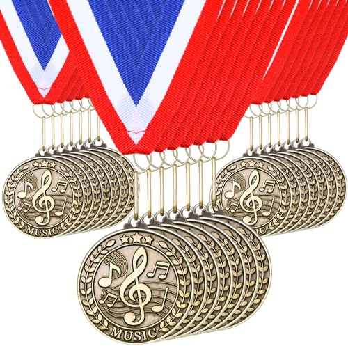 Quelay Goldmedaillen mit Halsbändern, Metall-Trophäe, Preis, Geschenk für Turniere, Wettbewerbe, Party, Kinder und Erwachsene, 5,1 cm, 30 Stück