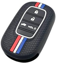 OTMIK Etui Silicone pour Clé de Voiture Tricolore pour Honda CRV CR-V Fit Civic Accord HR-V HRV City Odyssey XR-V Key Shell Accessories (3 Boutons B)