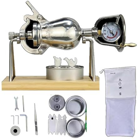 AMERIL Máquina Palomitas maíz Acero Inoxidable 304, Mini máquina Palomitas maíz Manual de 260 ml, Palomitas maíz Vintage Chinas, cañón Palomitas maíz Chino para la diversión Fiesta reunión Familiar
