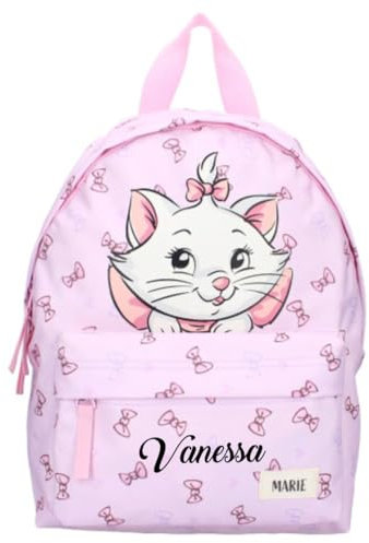 Kindergarten-Rucksack Disney Aristocats Katze - Personalisiert mit Name - Kleiner Rucksack Mädchen - Freizeitrucksack Kinder 2 Fächer