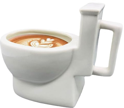 Hilai Tazza di Caffè Igienica in Ceramica da 12 Once - Novità con Cacca Nascosta All'interno - Regalo Gag per lo Scherzo di Aprile - Bianco