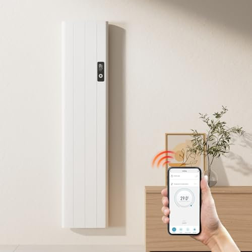 EMKE Elektroheizung Konvektor-Heizung Energiesparend Wandmontag Heizung Elektrisch 1000W mit LCD-Display, Wochenzeitschaltuhr, Anwendung Fernbedienung Elektroheizkörper Wandkonvektor Weiß