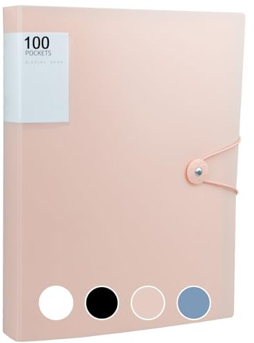 Porte-vues A4 avec pochettes en plastique - 100 pochettes en plastique - Dossier A4 - Rose