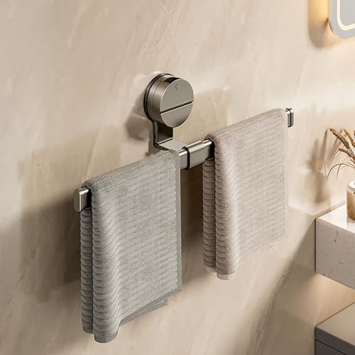 LNGFSH Towel Rail Wall Mounted Suction Cup, Hand Towel Holder, Aluminum Single Towel Bar for Bathroom Kitchen Home (40cm)