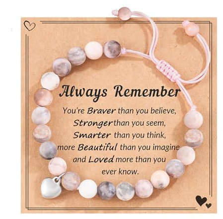 SinChic Naturstein Armband Set,Edelstein Anhänger Armband Schmuck Armbänder mit Verstellbarem Geflochtenem Seil Stretch Perlen Armbänder für Frauen Mädchen Geschenke Pink