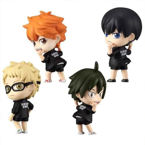 Xinnice Haikyuu!! Figuren, 4 Stück Anime Actionfigur, Hinata Shoyo/Tobio Kageyama Statue, Mini Cartoon Desktop Dekorationen Modell, Geschenke für Fans (7cm)