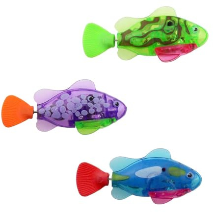 CENPEK Pet Simulation Fish Plaything, LED Light Sensor Swimming Fish Will Swim Electric Bath Simulation Fish 3pcs With Button Battery