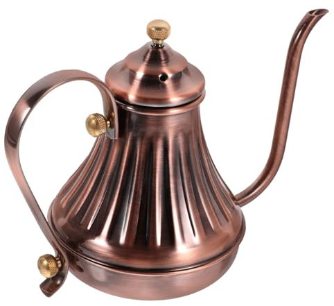 MOLUCKFU Langer Auslauf Edelstahl Kaffeekessel Handbrüh Kaffeekanne 420ml Kupferfarben Wasserkessel Für Handbrühkaffee Und Tee