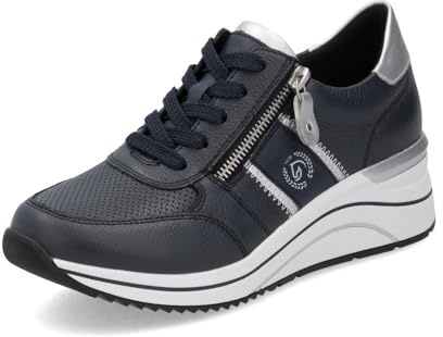 Remonte Damen Low-Top Sneaker D0T04, Frauen Halbschuhe,lose Einlage,straßenschuhe,Strassenschuhe,Sportschuhe,Freizeitschuhe,blau Kombi (14),45 EU