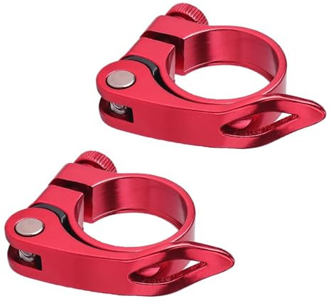 SHUOHONG 2 Stück Fahrrad Sattelklemme 31,8 Mm, Aluminium Legierung Schnellspanner Sattelstütze, Sattelkloben, Schnellspanner Fahrrad, für Mountainbike, Rennrad, Faltrad (Rot)