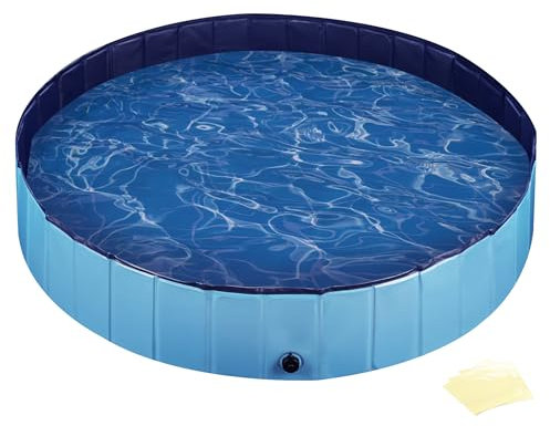 Fudajo Piscine pour Chien – Ø 160 cm, Hauteur 30 cm – Pliable, en PVC – Piscinette Pataugeoire Baignoire Pliable pour Animaux de Compagnie