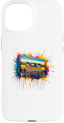 iPhone 15 Splash Art Cassette Player Music Tape Recorder Case