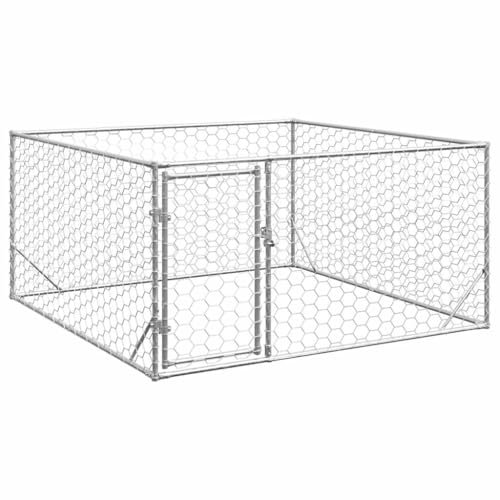 vidaXL Canile esterno per cani Porta 2x2x1 m Acciaio galvanizzato Gabbia per cani da esterno Grande Gabbia per Cani recinti all'aperto Cane