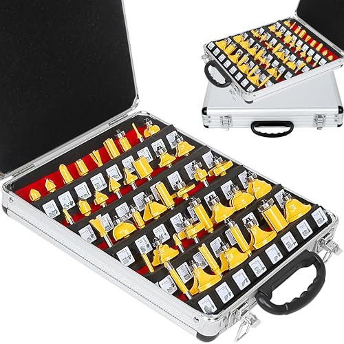 QQXUAN Router Bits Sets 1/4-Inch Shank Door&Drawer Front Edging Router Bit Set 41 PCS, Woodworking Milling Cutter Tools, Carbide CNC Wood Router Grooving Mill Tool (RG-2)