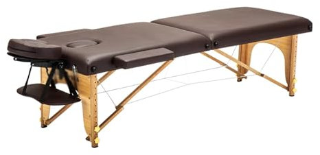 Mesa de Masaje portátil, Cama cosmética Plegable de 2 Secciones, Adecuada para Salones de Belleza, SPA, Capacidad de Carga estática de 500 kg (marrón 185 * 60 cm)