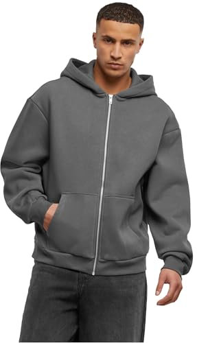 MT Upscale Men's MT3409-One Step Away Fluffy Zip Hoody Hooded Sweatshirt, Magnet, 5XL