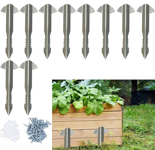 10pcs Sleeper Stakes, Heavy Duty Sleeper Brackets Stakes for Garden Edge, Fence Post Spikes, Metal Straight Brackets Timber Fixing for Planter Garden Beds, Landscape, Driveway Path