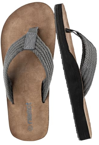riemot Chanclas Hombre,Sandalias Hombre Verano con Soporte para el Arco,Chanclas de Ducha Antideslizantes para Playa, Piscina,Flip Flops Suaves y Amortiguadoras Gris-EU46
