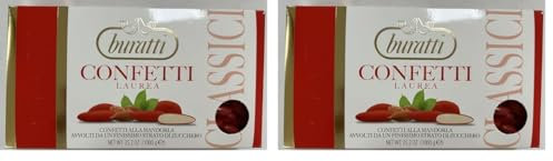 Buratti Confetti alla Mandorla Colore Rosso - 1 kg (Confezione da 2)