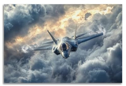XHBKJA F-35 Lightning II Soaring through Cloudy Skies, Advanced Sensors, aktives Poster, Leinwand, Wandkunst, minimalistisch, modern, Wandbild, dekoratives Gemälde, hängendes Kunstwerk, 30 x 45 cm