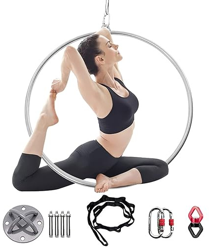 DRFGHK Set di Cerchi Aerei, Attrezzatura Professionale per Cerchi Aerei Lyra, Kit per Cerchi Aerei Lyra, Attrezzatura per Anelli Aerei a Punto Singolo, per Studio di Danza, Allenamento a casa