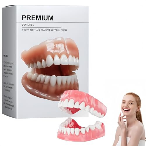 Hochwertiges Vollprothesen-Set, individuell anpassbares Silikon-Unterfütterungsset für Zahnprothesen, natürlich aussehende Zähne, bequeme Passform, wasserdicht und leicht (1 STÜCK)