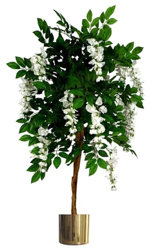 Leaf Design UK Realistic Artificial Wisteria Tree With Metal Planters