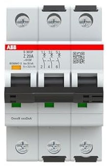 ABB S300P Leitungsschutzschalter Typ Z, Pol 3 20A 415V, Abschaltvermögen 25 kA System Pro M Compact