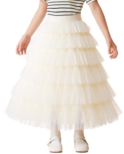 NEAWEALY Jupe tutu pour fille - Jupe de princesse - Taille haute - Longueur moyenne - Jupe d'été trapèze