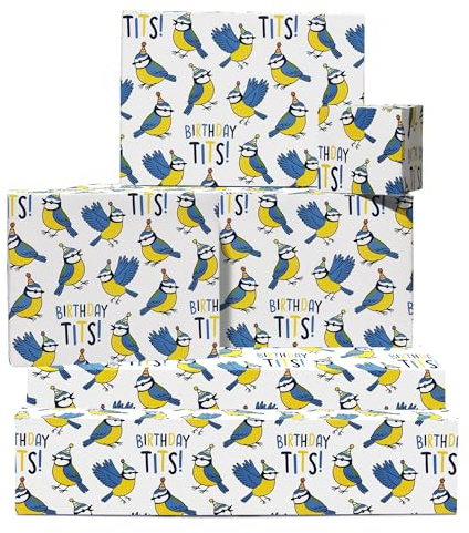 Geschenkpapier Vögel – Sauberer Witz – 6 Blatt für Familie & Freunde – Geburtstag – Mit Stickern von Central 23