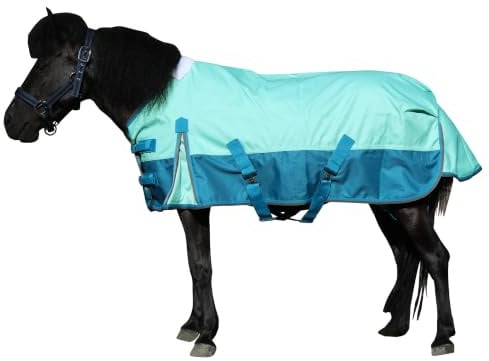 Leberna Mini-Pferde-Pony-Pferdedecke (ohne Füllung) (Türkis, 99 cm) | Wasserdichter leichter Ripstop-Pferde-Regenschutz für Miniatur Shetland Fohlen Esel und Abschnitt A