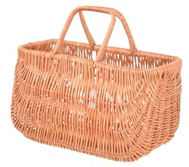 Aqbau handtag korg, naturlig shoppingkorg, flätad korgväska med handtag, picknickkorgar, förvaringskorg, svampkorg, strandväska, bärkorg med handtag