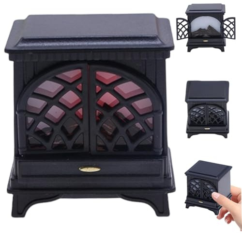 AZIDWERYQ Dollhouse Fireplace 2 x 2 x Inch 1/12 Scale Miniature Fireplace with LED Light Realistic Dollhouse Miniatures Battery Powered Furniture for Home Decor
