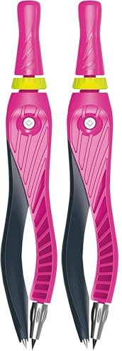 Maped - Compas ergonomique KID'Z AGILITY avec tête rotative – bleu, rose 181511 (Lot de 2)
